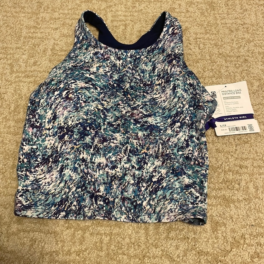 NWT athleta girl printed long distance bra